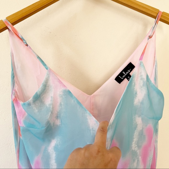 Lulus Flying Watercolors Fuchsia Print Maxi Dress sz s - Picture 4 of 8